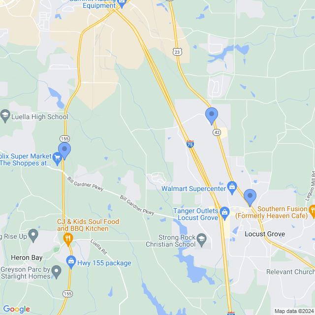 Map of veterinarians in Locust Grove, GA