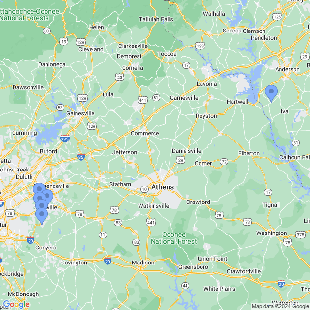 Map of veterinarians in Snellville, GA