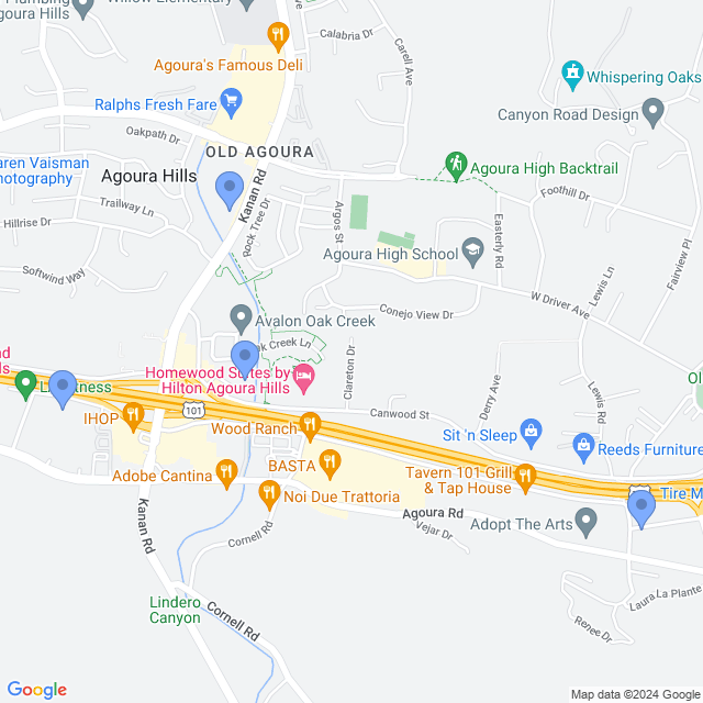 Map of veterinarians in Agoura Hills, CA