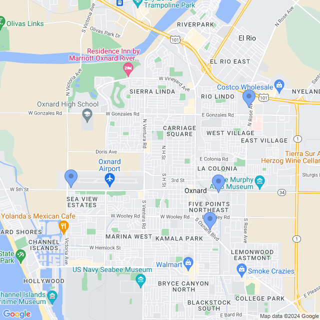 Map of veterinarians in Oxnard, CA
