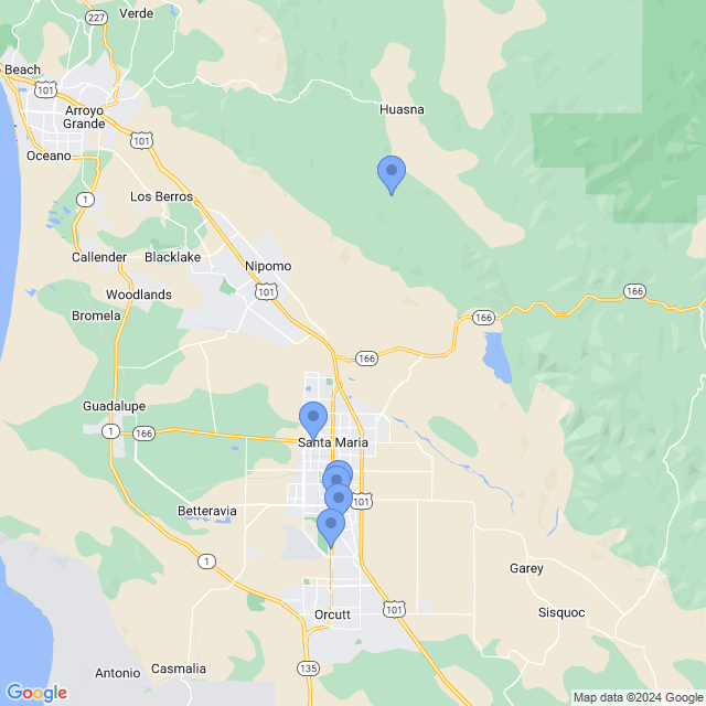 Map of veterinarians in Santa Maria, CA