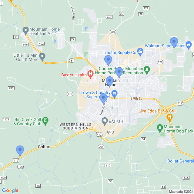 Map of veterinarians in Mountain Home, AR