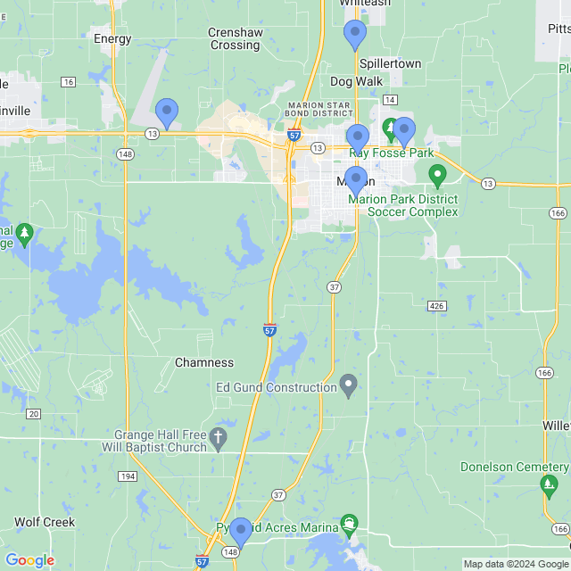 Map of veterinarians in Marion, IL