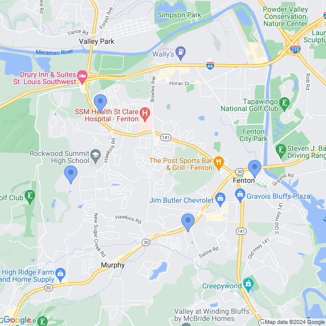 Map of veterinarians in Fenton, MO