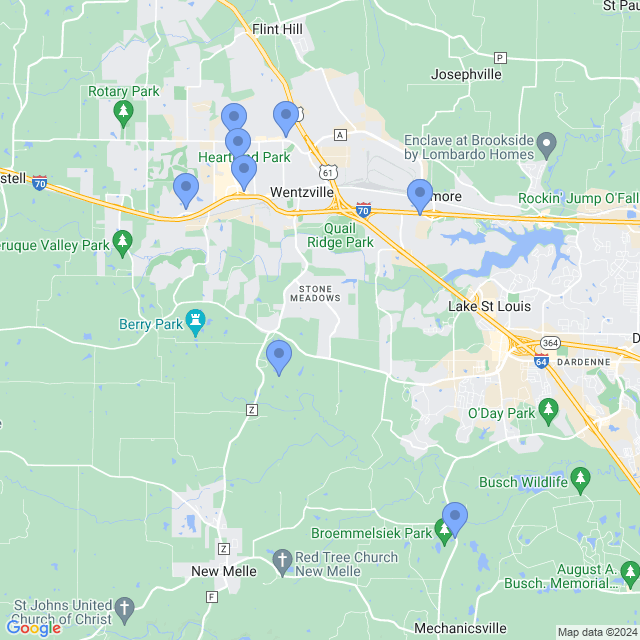 Map of veterinarians in Wentzville, MO