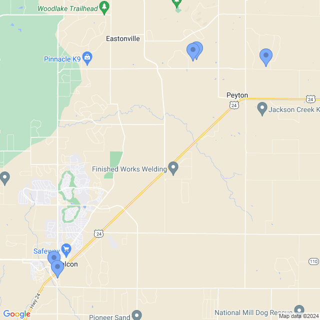 Map of veterinarians in Peyton, CO