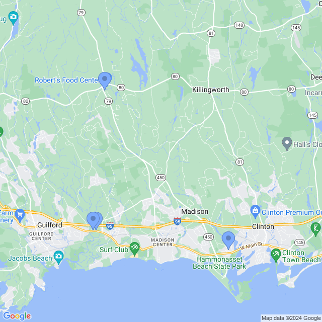 Map of veterinarians in Madison, CT