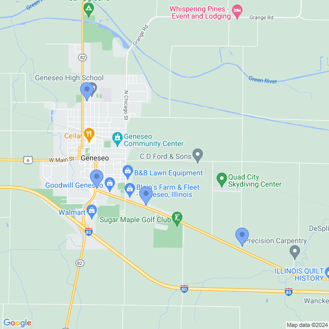 Map of veterinarians in Geneseo, IL