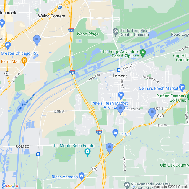 Map of veterinarians in Lemont, IL