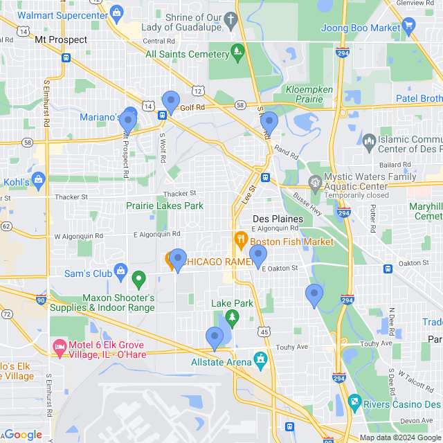 Map of veterinarians in Des Plaines, IL