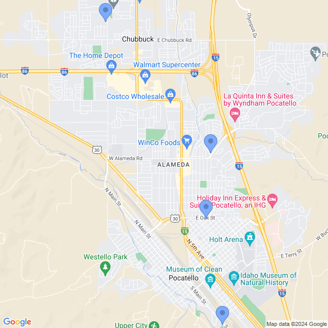 Map of veterinarians in Pocatello, ID