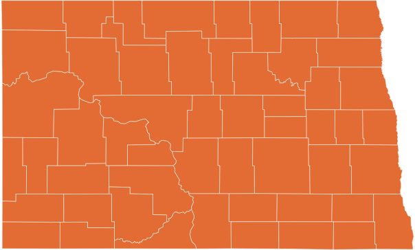 A map of North Dakota